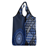 New Zealand Aotearoa Grocery Bag Maori Harakeke Weaving Pattern Blue