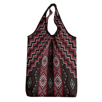 New Zealand Aotearoa Grocery Bag Red Poutama With Taniko Pattern