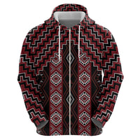 New Zealand Aotearoa Hoodie Red Poutama With Taniko Pattern LT05