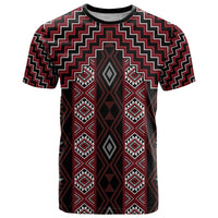 New Zealand Aotearoa T Shirt Red Poutama With Taniko Pattern LT05