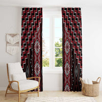 New Zealand Aotearoa Window Curtain Red Poutama With Taniko Pattern LT05