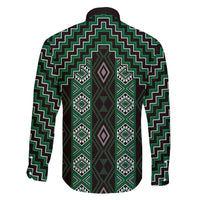 New Zealand Aotearoa Family Matching Long Sleeve Bodycon Dress and Hawaiian Shirt Green Poutama With Taniko Pattern LT05 - Polynesian Pride