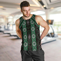 New Zealand Aotearoa Men Tank Top Green Poutama With Taniko Pattern LT05