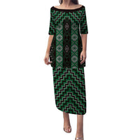 New Zealand Aotearoa Puletasi Green Poutama With Taniko Pattern LT05