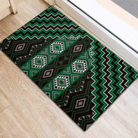 New Zealand Aotearoa Rubber Doormat Green Poutama With Taniko Pattern LT05