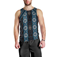 New Zealand Aotearoa Men Tank Top Blue Poutama With Taniko Pattern LT05