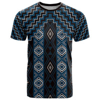 New Zealand Aotearoa T Shirt Blue Poutama With Taniko Pattern LT05