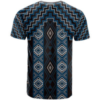New Zealand Aotearoa T Shirt Blue Poutama With Taniko Pattern LT05