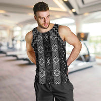 New Zealand Aotearoa Men Tank Top Black Poutama With Taniko Pattern LT05