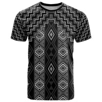 New Zealand Aotearoa T Shirt Black Poutama With Taniko Pattern LT05