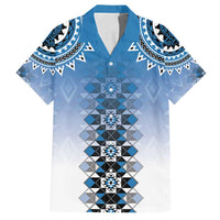 New Zealand Family Matching Long Sleeve Bodycon Dress and Hawaiian Shirt Poutama Mix Blue Taniko Inspired Art LT05 Dad's Shirt - Short Sleeve Blue - Polynesian Pride