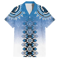 New Zealand Hawaiian Shirt Poutama Mix Blue Taniko Inspired Art LT05