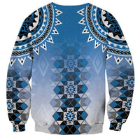New Zealand Sweatshirt Poutama Mix Blue Taniko Inspired Art LT05