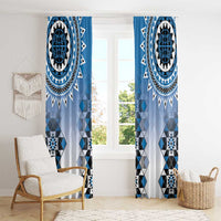New Zealand Window Curtain Poutama Mix Blue Taniko Inspired Art LT05