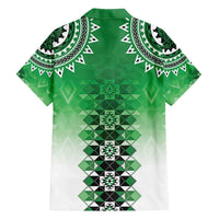 New Zealand Family Matching Tank Maxi Dress and Hawaiian Shirt Poutama Mix Green Taniko Inspired Art LT05