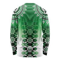 New Zealand Long Sleeve Shirt Poutama Mix Green Taniko Inspired Art LT05