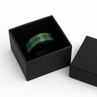 New Zealand Spinner Ring Poutama Mix Green Taniko Inspired Art - Polynesian Pride
