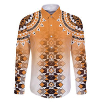 New Zealand Family Matching Off Shoulder Maxi Dress and Hawaiian Shirt Poutama Mix Orange Taniko Inspired Art LT05