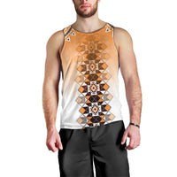 New Zealand Men Tank Top Poutama Mix Orange Taniko Inspired Art LT05