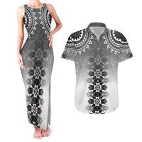 New Zealand Couples Matching Tank Maxi Dress and Hawaiian Shirt Poutama Mix Gray Taniko Inspired Art LT05