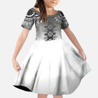 New Zealand Family Matching Long Sleeve Bodycon Dress and Hawaiian Shirt Poutama Mix Gray Taniko Inspired Art LT05