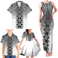 New Zealand Family Matching Tank Maxi Dress and Hawaiian Shirt Poutama Mix Gray Taniko Inspired Art LT05