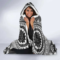 New Zealand Hooded Blanket Poutama Mix Gray Taniko Inspired Art LT05
