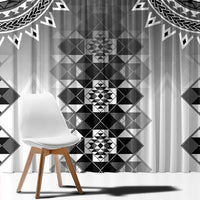 New Zealand Window Curtain Poutama Mix Gray Taniko Inspired Art LT05