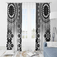 New Zealand Window Curtain Poutama Mix Gray Taniko Inspired Art LT05