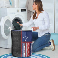 Samoa Flag Laundry Basket Ula Fala With Samoan Siapo - Polynesian Pride