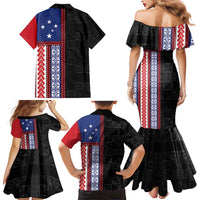 Samoa Flag Family Matching Mermaid Dress and Hawaiian Shirt Ula Fala With Samoan Siapo LT05 - Polynesian Pride
