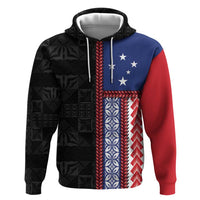 Samoa Flag Hoodie Ula Fala With Samoan Siapo - Polynesian Pride