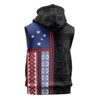 Samoa Flag Sleeveless Hoodie Ula Fala With Samoan Siapo - Polynesian Pride