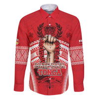 Custom Tonga Rugby Mate Ma'a Family Matching Off The Shoulder Long Sleeve Dress and Hawaiian Shirt Tongan Pride Unique Style LT05 Dad's Shirt - Long Sleeve Red - Polynesian Pride
