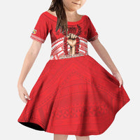 Custom Tonga Rugby Mate Ma'a Family Matching Short Sleeve Bodycon Dress and Hawaiian Shirt Tongan Pride Unique Style LT05 Daughter's Dress Red - Polynesian Pride