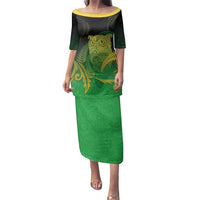 New Zealand Aotearoa Ruru Family Matching Puletasi and Hawaiian Shirt Maori Fern Art Green