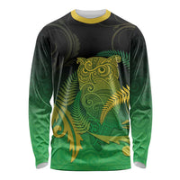 New Zealand Aotearoa Ruru Long Sleeve Shirt Maori Fern Art Green LT05 Unisex Green - Polynesian Pride