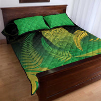 New Zealand Aotearoa Ruru Quilt Bed Set Maori Fern Art Green