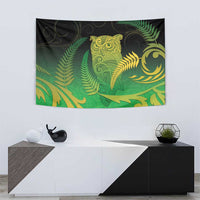 New Zealand Aotearoa Ruru Tapestry Maori Fern Art Green