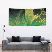 New Zealand Aotearoa Ruru Tapestry Maori Fern Art Green