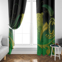 New Zealand Aotearoa Ruru Window Curtain Maori Fern Art Green