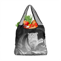 New Zealand Aotearoa Ruru Grocery Bag Maori Fern Art Black