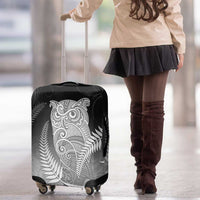 New Zealand Aotearoa Ruru Luggage Cover Maori Fern Art Black
