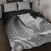 New Zealand Aotearoa Ruru Quilt Bed Set Maori Fern Art Black