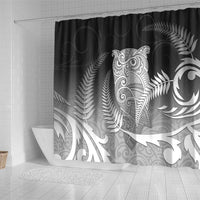 New Zealand Aotearoa Ruru Shower Curtain Maori Fern Art Black