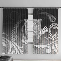 New Zealand Aotearoa Ruru Window Curtain Maori Fern Art Black