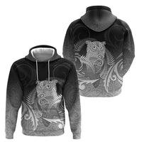 New Zealand Aotearoa Ruru Zip Hoodie Maori Fern Art Black