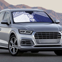 Northern Mariana Islands And Guam Auto Sun Shade Latte Stone With Tribal Pattern