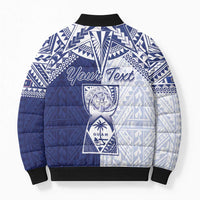 Personalised Northern Mariana Islands And Guam Bomber Puffer Jacket Latte Stone With Tribal Pattern