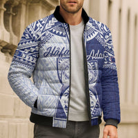 Personalised Northern Mariana Islands And Guam Bomber Puffer Jacket Latte Stone With Tribal Pattern